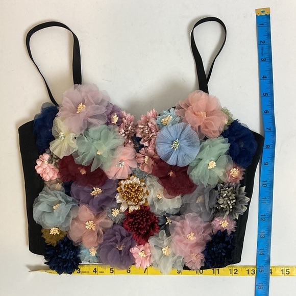Corset Bustier 3D Floral Handmade Etsy Sz S Cottage Rave Feminine Fairy whimsy - Picture 12 of 14